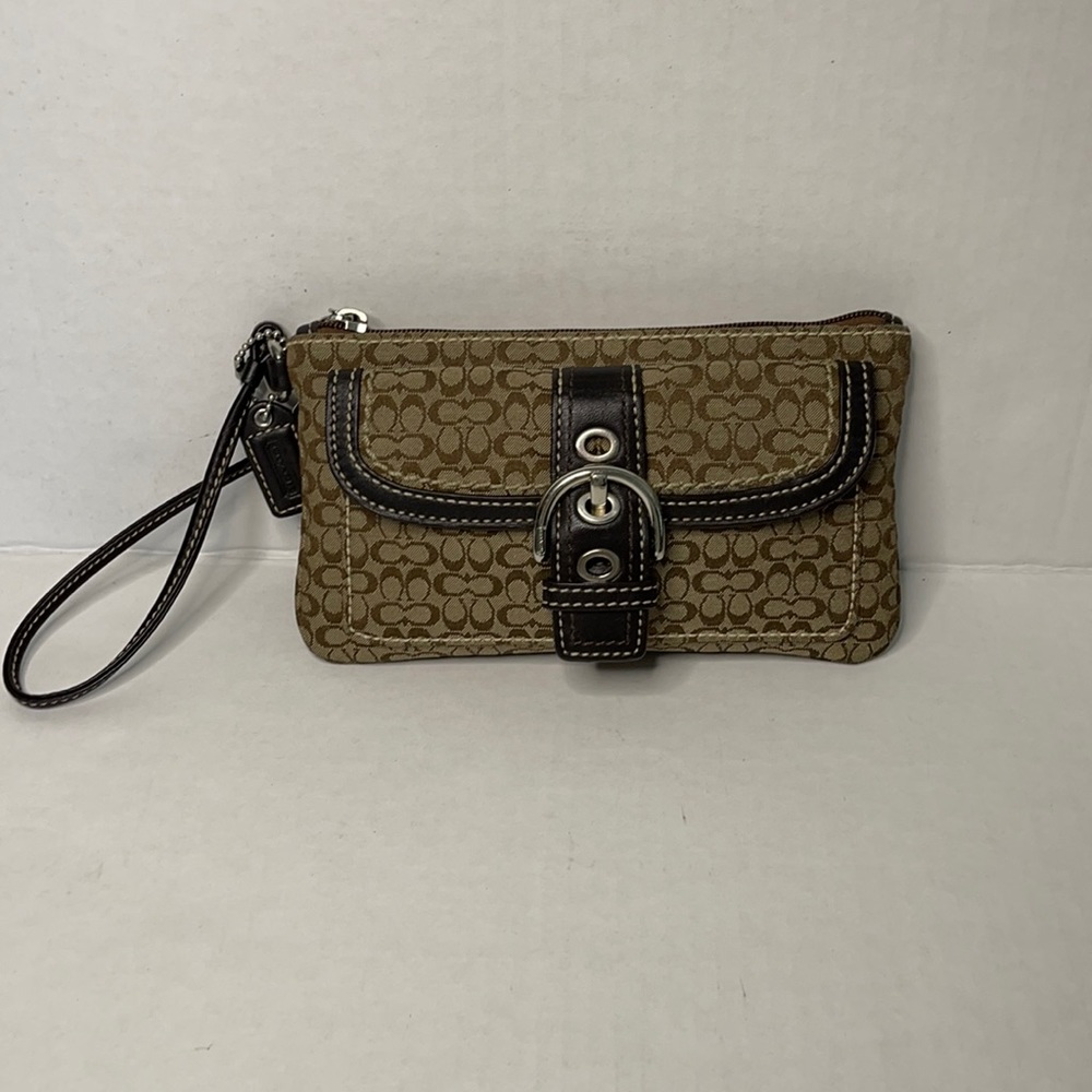 COACH signature soho brown wristlet